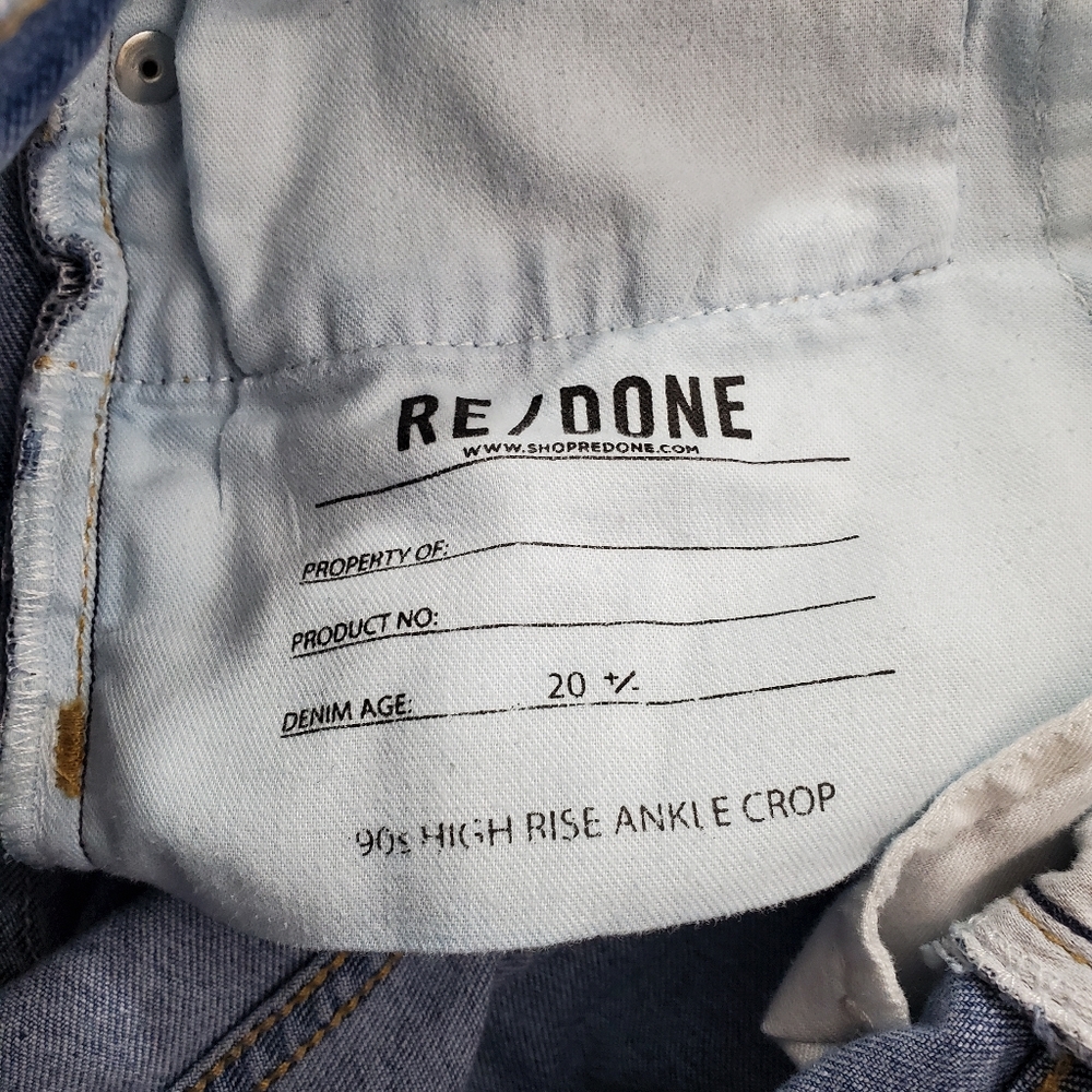 Re/Done Jeans 90's High Rise Ankle Crop Retro Boho Casual Denim Size 26 - Picture 9 of 12